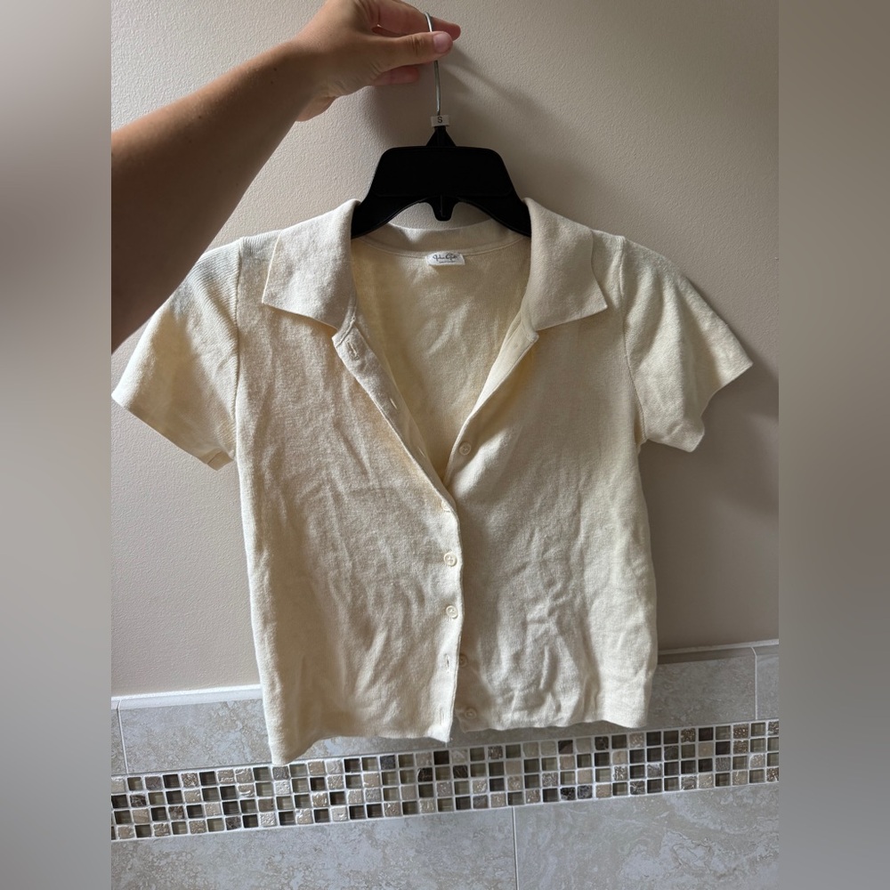 Cream Brandy Melville button up shirt